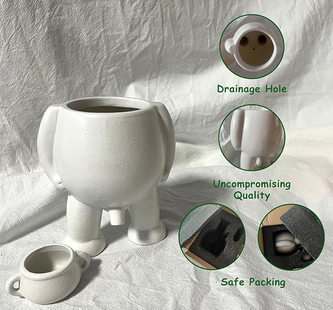 Creative Ceramic Human Shape Planter - Funny Penis Planter with Drainage, Stylish Peeing Pot for Indoor/Outdoor Piss Succulent Plant Pot, Gift for Father Friends Family, 5.4 Inches (White)