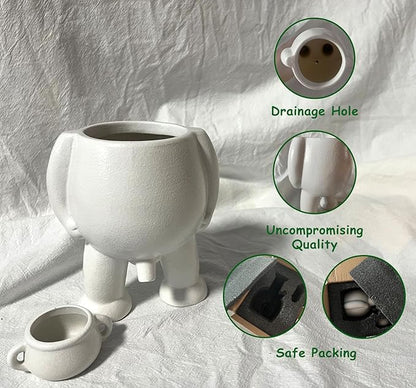 Creative Ceramic Human Shape Planter - Funny Penis Planter with Drainage, Stylish Peeing Pot for Indoor/Outdoor Piss Succulent Plant Pot, Gift for Father Friends Family, 5.4 Inches (White)