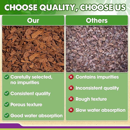 DUSPRO Recycle Orchid Bark Bulk for Plants, Optimal Texture Bark for Orchids Potting, Ideal Wood Chips for Plants (2 Quart)