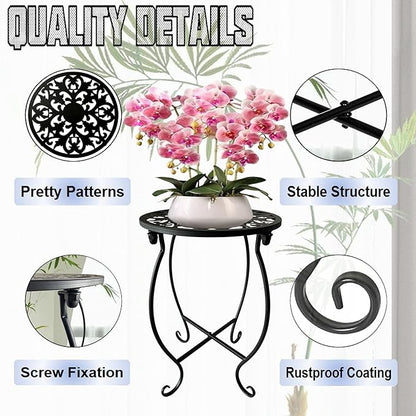 Plant Stand Indoor Outdoor, Metal Plant Stand for Indoor Plants Iron Art Flower Pot Holder Stand Decoration Shelf Racks for Single Planter Use in Garden Patio Corner 2 Pack