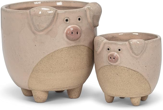 Abbott Collection Stoneware Pig on Legs Planter - Large (4" H)