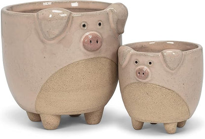 Abbott Collection Stoneware Pig on Legs Planter - Large (4" H)