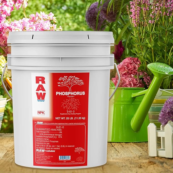 RAW Phosphorus 25lb - High-Performance Plant Booster for Flowering and Root Development - Indoor, Outdoor, Hydroponic Use