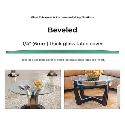 Custom Cut Glass Table Top 1/4'' Thick - Clear Tempered Glass Cut to Size - Round Replacement Glass for Table Tops with Bevel Edge by Fab Glass and Mirror C-CLGT-RD6MTB