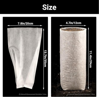 Nursing Growing Pouch, 200 PCS 7.8 x 13.7 Inches Breathable Non-Woven Plants Nursery Grow Bags, Aeration Fabric Seedling Pots Container for Vegetable, Flower, Plant Grow, White