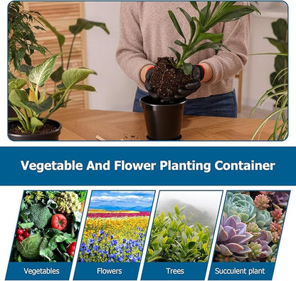 10 Pack Plastic Planter Nursery Pots 15 Gallon Pots for Plants, Bulk Plastic Flower Pot, Round Black Grower Pot with Drainage Hole for Indoor and Outdoor