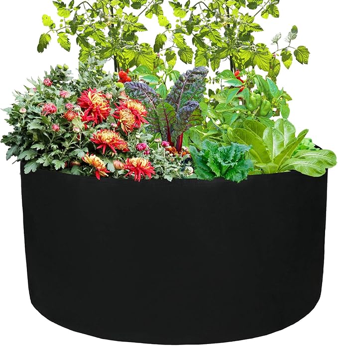 Firlar 2 Pcs 100 Gallon Round Plant Grow Bags,Raised Garden Bed,Planting Container Grow Bags Felt Fabric Plant Pot for Plants,Vegetables,Flowers,Black