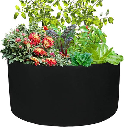 Firlar 2 Pcs 100 Gallon Round Plant Grow Bags,Raised Garden Bed,Planting Container Grow Bags Felt Fabric Plant Pot for Plants,Vegetables,Flowers,Black