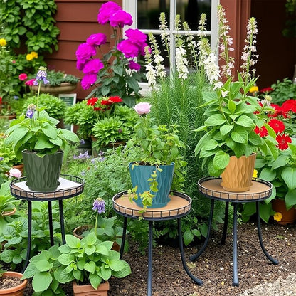 10 Pack 5 Inch Plant Pots with Drainage and Saucers, Multicolour Plastic Flower Pots for Indoor and Outdoor Plants, Stackable Nursery Planters for Houseplants and Herbs, Multicolour