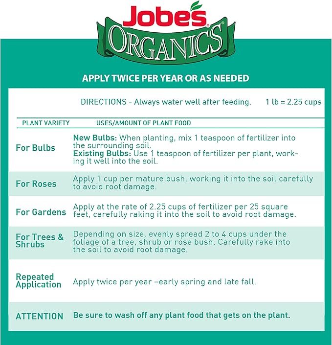 Jobe's Organics Granular Bone Meal Fertilizer, Strong Root Development for Bulbs, Tomatoes, Roses, and Other Flowering Plants, 4 lbs Bag (Pack of 6)