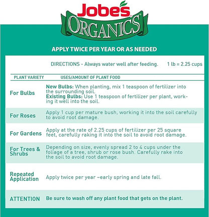 Jobe's Organics Granular Bone Meal Fertilizer, Strong Root Development for Bulbs, Tomatoes, Roses, and Other Flowering Plants, 4 lbs Bag (Pack of 6)