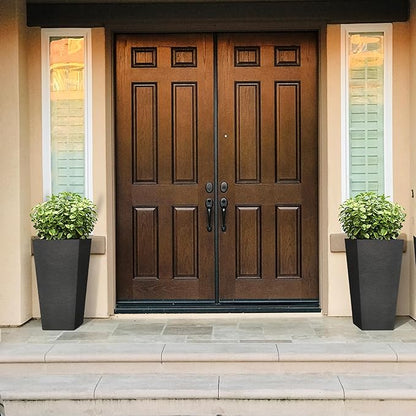 Kante 28 Inch Tall Planter Set of 2, Large Taper Planter for Outdoor Indoor Garden Patio Front Door (Black)