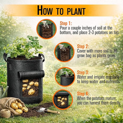 SunVara Potato Grow Bags 10 Gallon Grow Bags 5 Pack