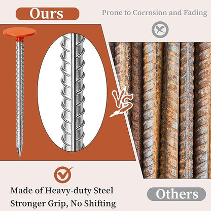 6 Pack Rebar Property Line Markers 11.8x2.8 Inch Permanent Survey Stakes Heavy Duty Survey Pin Hi-Vis Orange Property Land Boundary Markers for Outdoor Lawn Garden Paver Landscaping Septic Tank