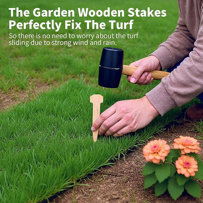 5 Inch Wooden Garden Stakes, Holding Stakes, Sod Staples for Weed Fabric, Garden Support Pegs & Fabric Pins, Netting,Turf, Landscaping and Gardening