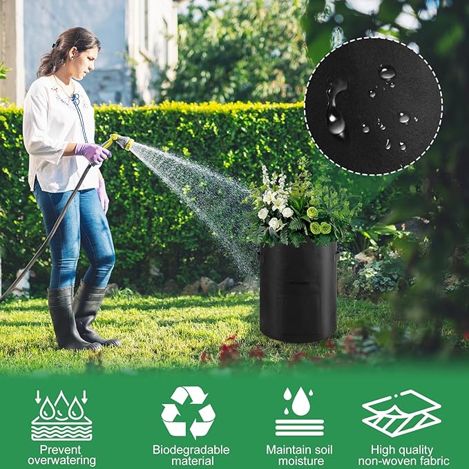 10 Gallon Potato Grow Bags,6 Pack Garden Planting Bag with Durable Handle and Harvest Window,Thick Nonwoven Fabric Planter Pot for Potato Tomatoes Carrots Vegetables and Fruits, Black