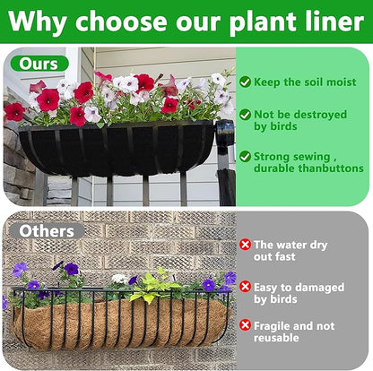 Adnee 3 pcs Fabric Window Box liners-30 inch Fabric Planter Basket Liner-Rectangle Felt Flower Pot Liners-Hanging Plant Basket Fiber Insert for Garden Wall Hanging Planter Flower Vegetables