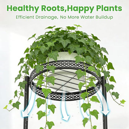 Plant Stand Indoor Outdoor,3 Tier Metal Wood Plant Stand for Multiple Plants,Black Tall Narrow Plants Display Organizer for Corner Living Room Porch Patio Garden Office