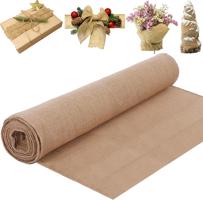 Tranqun 40" x150 Feet Burlap Cloth Fabric Roll Gardening Burlap Roll Long Tree Wrap Rolls Multipurpose Jute Fiber Material for Gardening Outdoor Trees Weddings Party Decor