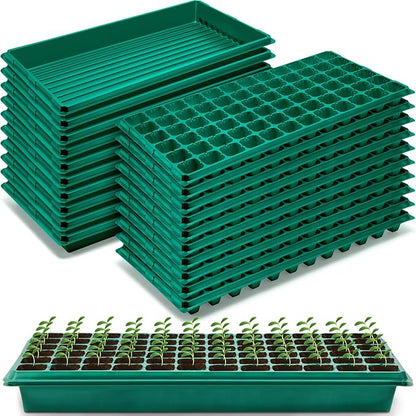 20 Pcs Seed Starter Kit 72 Cell Seedling Starting Trays and 1020 Trays No Holes Plant Growing Nursery Pots for Gardening Germination Propagation (Green)