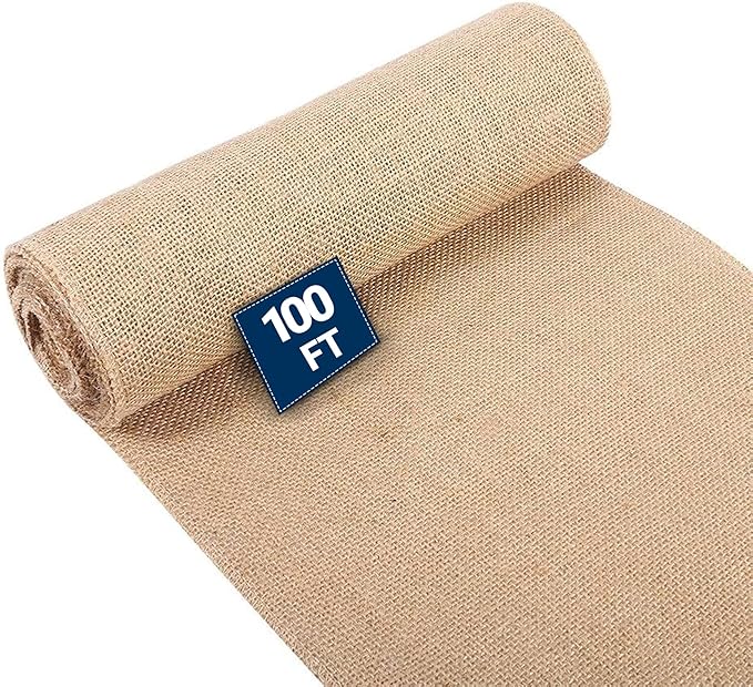 Natural Burlap Fabric Roll - Garden Plant Cover, Jute Material, 40" x100ft, for Rustic Decor, Gardening, Weed Barrier, Plant Wrapping (5 x 5 Weave)