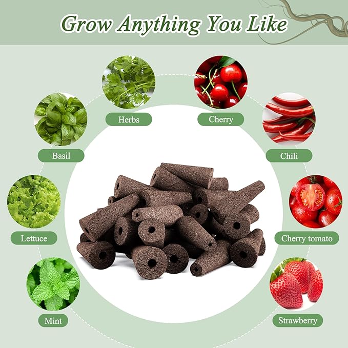 133-Pack Hydroponic Grow Sponges kit - Replacement Seed Starter Pods Compatible with AeroGarden - Boost Root Growth - Ideal for Indoor Gardening - Includes 12 Tags & 1 Tweezer (133pack)