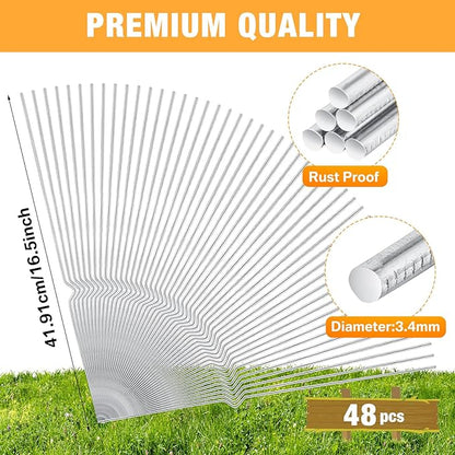 Tatuo 48 Pcs Yard Sign Stakes Heavy Duty 16.5'' Wire Yard Stakes Alternative to H Frame Metal Reusable Sign Holder for Spring Summer Lawn Corrugated Plastic