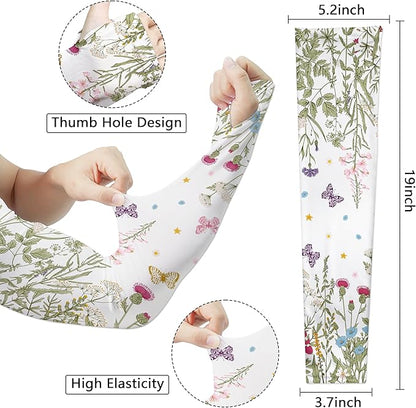 Garden Sleeves for Women Boho Gardening Sleeves with Thumb Holes UV Sun Protection Arm Sleeves for Women