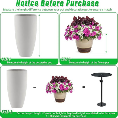 Adjustable Plant Risers for Inside Pots, 11-20" Rise Planter Insert Filler for Large Pots, Plant Lift Inserts Pot Risers for Indoor Outdoor Tall Taper Planter Container (6" 8" 10" Base Top, Set of 1)