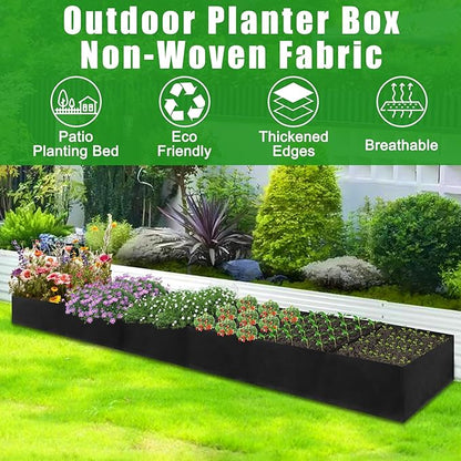2Pack 12x2x1ft Fabric Raised Garden Bed - 6 Grids Plant Grow Bags, Outdoor Planter Box Non-Woven Fabric Patio Planting Bed Garden Grow Bed Bag for Growing Herbs, Flowers and Vegetables