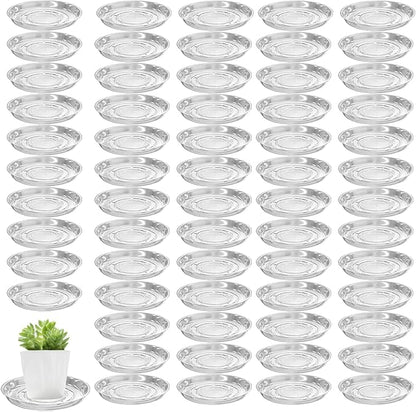 70 Packs 8" Clear Plant Saucers for Indoor Outdoor Use Heavy Duty Plastic Plant Trays for Planter Flower Pot Drip Trays to Catch Water, 4 to 20 Inch, Round Transparent