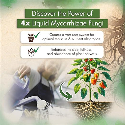 4oz Mycorrhizae for Plants, 4X Liquid Mycorrhizal Inoculant for Strong Roots, Concentrated Myco Fungi for Massive Root Growth - Ideal Mycorrhiza or Mycorrhizal for Plants to Avoid Transplant Shock