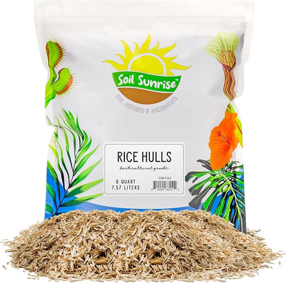 Soil Sunrise Organic Horticultural Grade Rice Hulls (8 Quarts) All-Natural Soil Amendment for Houseplants, Gardening, Seed Starting & Chicken Bedding