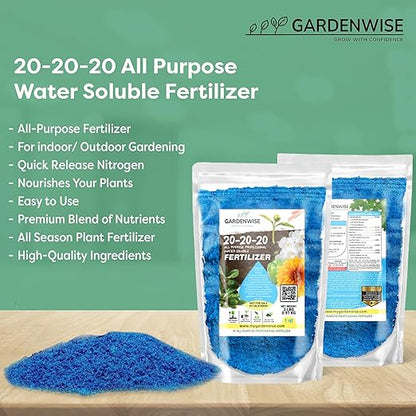 20-20-20 Water-Soluble Fertilizer – Powder for Liquid Plant Food for Indoor & Outdoor Plants, Orchids, Vegetables, Lawns, Flowers – 20 20 20 Fertilizer (10 QUARTS)