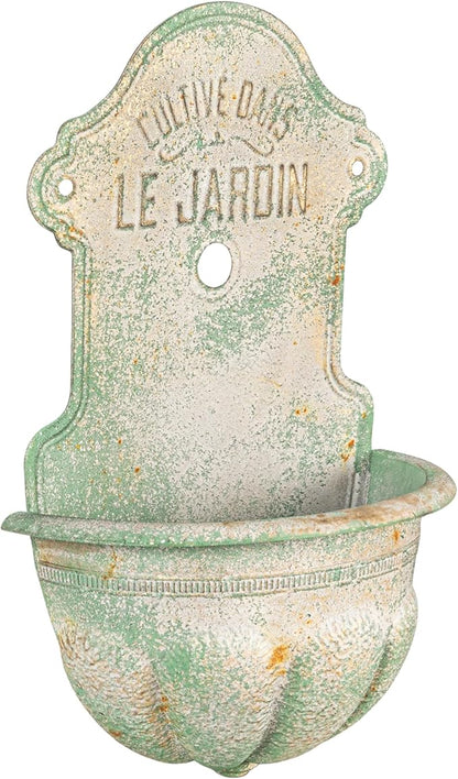 Creative Co-Op Metal Wall-Mounted Planter with Distressed Finish, Green