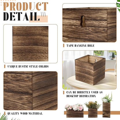 6 Pack Rustic Wood Wall Planters Hanging Wall Planters Pocket Vases Hanging Decor Vase for Plants Dried Flowers Faux Greenery Plants Indoor Living Room Bedroom Farmhouse Home Decor(5 Sizes)