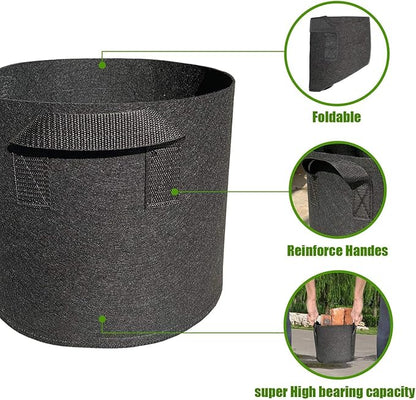 5 Pack 3 Gallon Grow Bags with Handles Garden Vegetable Flower Grow Bags Nonwoven Aeration Fabric Pots for Nursery Garden Planting