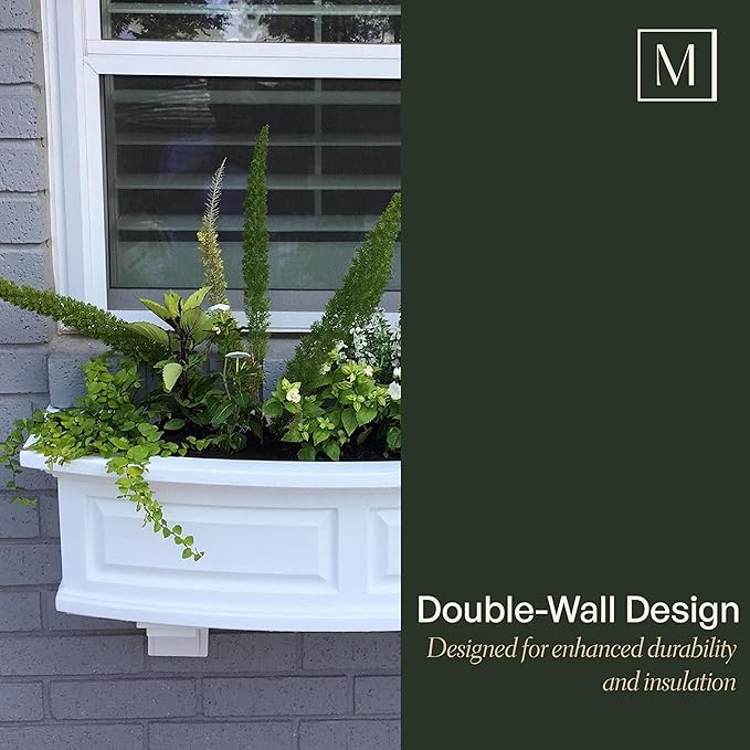 Mayne Nantucket 4-Foot Window Box – Self-Watering, Weather-Resistant Planter for Flowers – Durable Design for Outdoor Use, Perfect for Windows