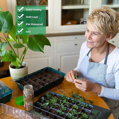 Seedling Heat Mat for Seed Starting,10" x 20.75" Waterproof Heating Pad for Indoor Plants Germination (Black 1 Pack)