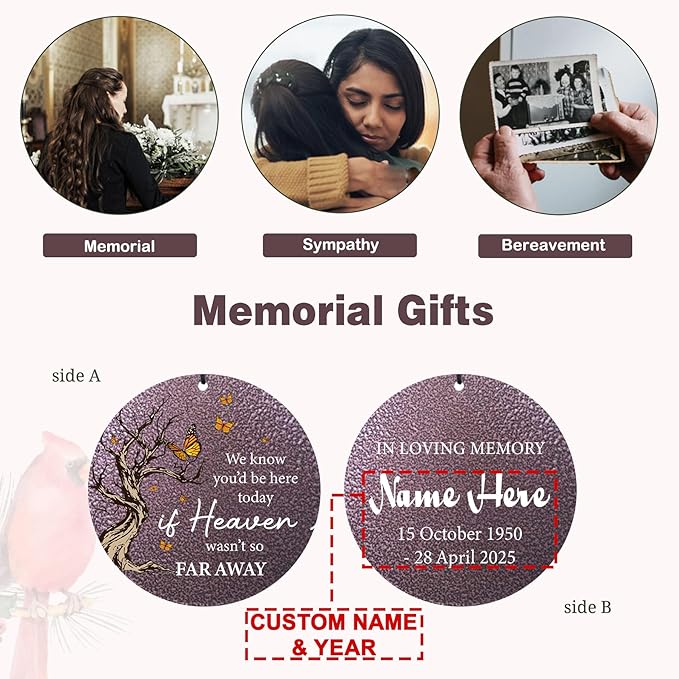 Cardinal Sympathy Wind Chimes Personalized, Windchimes in Memory of a Loved One/Mother, Sympathy Gifts Wind Chimes for Funeral Bereavement Condolences, Memorial Wind Chime, Produced in USA