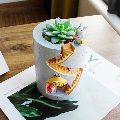 Segreto Creative Plants Pot Flower Pots Resin Planters Vase Home Decor for Succulents,Flower,Cactus,Gardening Decoration, Indoor, Grey,5.5 * 4.3 in