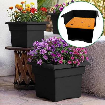13" Square Planter Insert, Reusable Large Plant Pots Insert with Liner and Drainage Holes, Plastic Pot Fillers for Indoor and Outdoor Plants Containers (16''-19'')