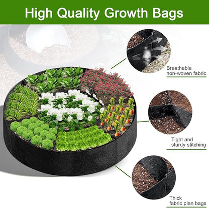 Fabric Raised Garden Bed, Plant Grow Bags, 3x3x1 Ft Large Round Raised Garden Bed for Growing Vegetables Potatoes Flowers Planting Container for Outdoor Gardening (5 Grid, 3.3 * 3.3 * 1 ft)
