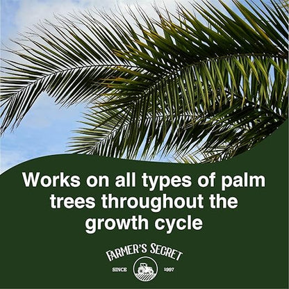 Farmer's Secret Palm Tree Booster Fertilizer - Super Concentrated 4-15-12 Formula - Formulated for All Types of Palm Trees at All Life Stages - Outdoor and Indoor/Container Trees (8oz)
