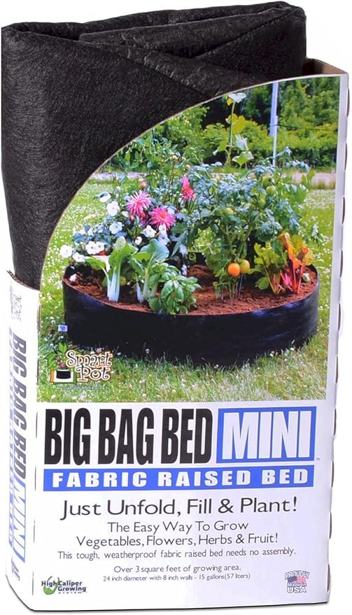 Smart Pots 12015 Big Bag Bed Fabric Raised Planting Bed, Mini , Black
