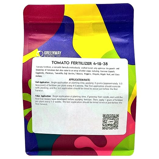 Greenway Biotech, Inc. Tomato Fertilizer 4-18-38 Powder - Water Soluble with Chelated Micronutrients for Tomatoes Peppers Eggplant - Bigger Fruit Better Flavor - Hydroponics or Soil - 2 LB