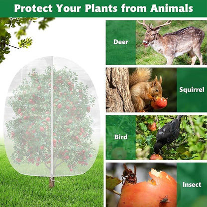 Evoio Bird Netting for Garden Plant Fruit Tree Protection Large Blueberry Bushes Netting Covers Bags with Zipper, 4 x 5 ft Shrubs Bush Tomato Strawberry Berry Barrier Mesh Cover Net Protector (2 Pcs)