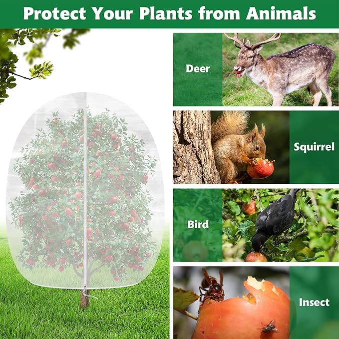 Evoio Bird Netting for Garden Plant Fruit Tree Protection 6 x 7 ft Large Blueberry Bushes Netting Covers Bags with Zipper, Shrubs Bush Tomato Strawberry Berry Barrier Mesh Cover Net Protector (1 Pcs)