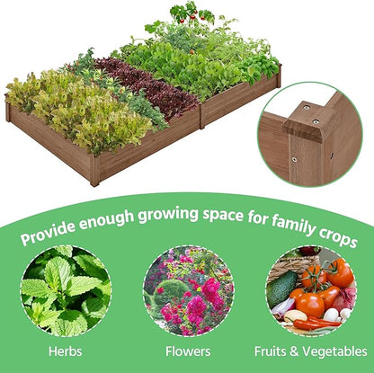 Yaheetech 8×4ft Wooden Horticulture Raised Garden Bed Divisible Elevated Planting Planter Box for Flowers/Vegetables/Herbs in Backyard/Patio Outdoor, 93 x 48 x 10in, Dark Brown