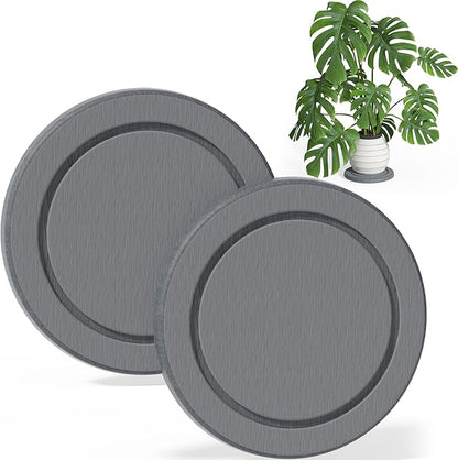 Plant Saucer Flower Pot Saucers Plant Trays for Pots Instant Dry Diatomaceous Earth Round Plant Drip Trays for Indoors Keeping Counter and Floors Dry and Clean (2Pcs Grey Large)